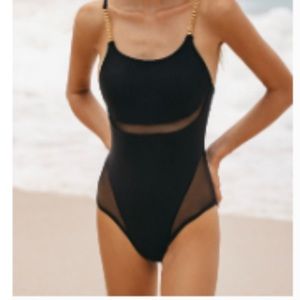 Mesh Curb Chain Strap One Piece